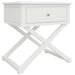 Hampton Elegance Side Table Opulent X-Leg Design in Pristine White Close Up Look
