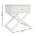 Hampton Elegance Side Table Opulent X-Leg Design in Pristine White Dimensions