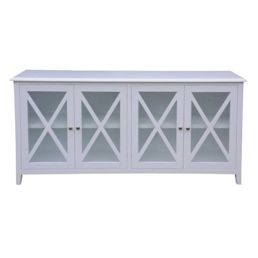 Hampton Shoreline White Buffet with Glass Doors
