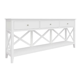 Hamptons 3 Drawer Hallway Table with Sophisticated Storage White