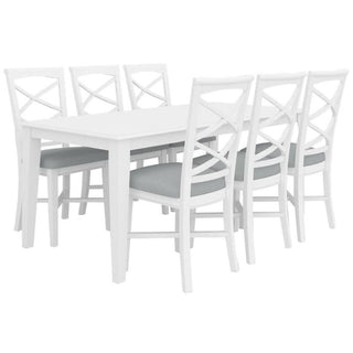 Hamptons Elegance 7 Piece Dining Set Table & 6 Chairs Coastal White