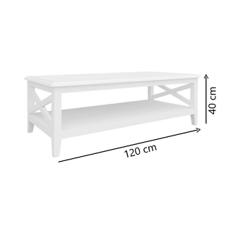 Hamptons Haven Rectangular Coffee Table-White Dimensions