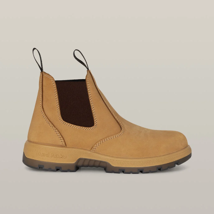 Hard Yakka Outback Pull On Steel Toe PR Safety Boot Wheat side View