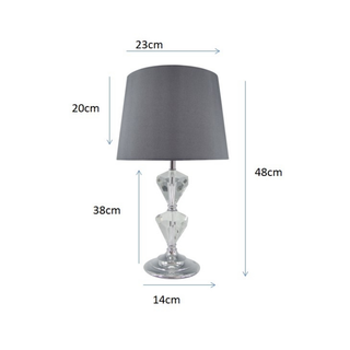 Hills Crystal Clear Table Lamp With Black Shade Dimensions