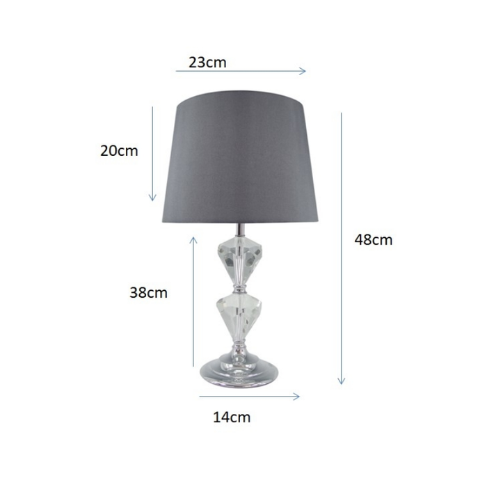 Hills Crystal Clear Table Lamp With Black Shade Dimensions
