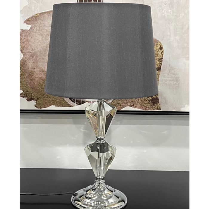 Hills Crystal Clear Table Lamp With Black Shade on console