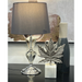 Hills Crystal Clear Table Lamp With Black Shade turned on
