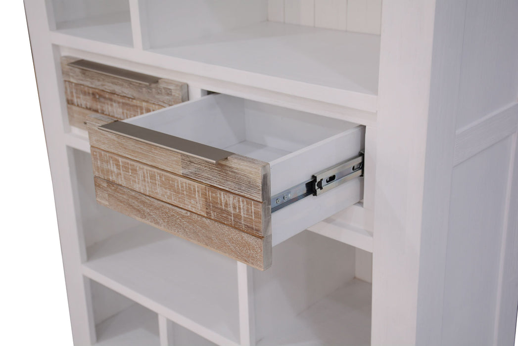 Homestead Multi-Tone Solid Acacia Timber Bookcase Drawer Top Drawer Close-up