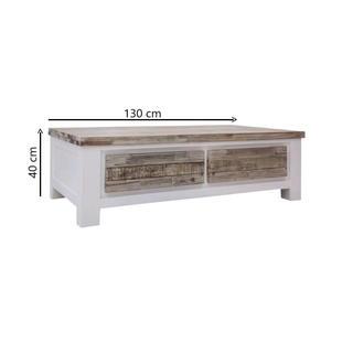 Homestead Solid Acacia Wood Coffee Table With 2 Drawer Dimensions