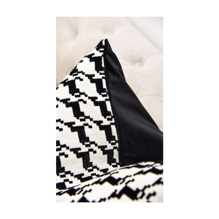 Hors Patterned Black And White Cushion Close Up Look