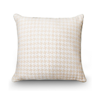 Houndstooth Print Woven Modern Cushion Beige and White 55 x 55 cm