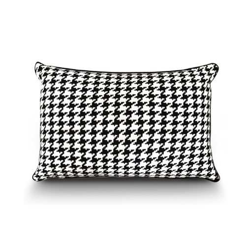 Houndstooth Print Woven Modern Cushion Bold Black 40 x 60 cm
