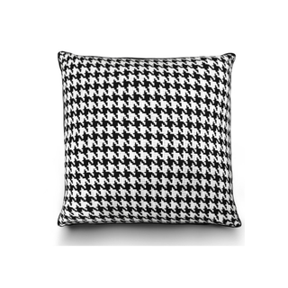 Houndstooth Print Woven Modern Cushion Bold Black 55 x 55 cm