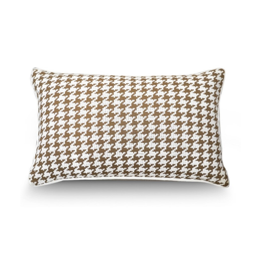 Houndstooth Print Woven Modern Cushion Opulent Gold 40 x 60 cm