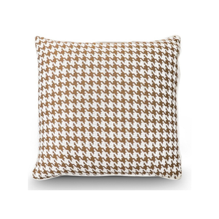 Houndstooth Print Woven Modern Cushion Opulent Gold 55 x 55 cm