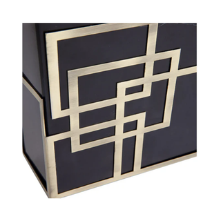 Hugo Marble Base & Rectangular Black Shade Table Lamp zoomed in