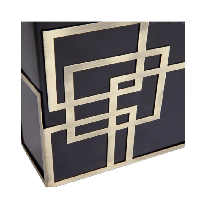 Hugo Marble Base & Rectangular Black Shade Table Lamp zoomed in