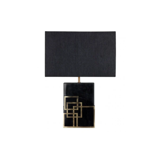 Hugo Marble Base & Rectangular Black Shade Table Lamp