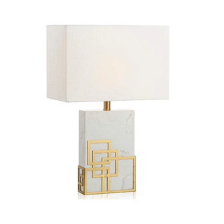 Hugo Marble Base & Rectangular White Shade Table Lamp