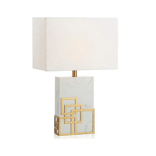 Hugo Marble Base & Rectangular White Shade Table Lamp