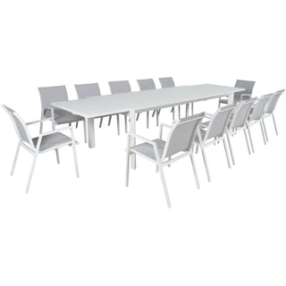 Icaria Outdoor Dining Set White Extended Table Set
