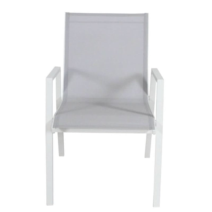 Icaria White & Light Grey Outdoor Chair Front Profile