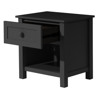 Jesse Single Drawer Bedside Table - Black Open drawer