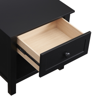 Jesse Single Drawer Bedside Table - Black Open drawer Top View