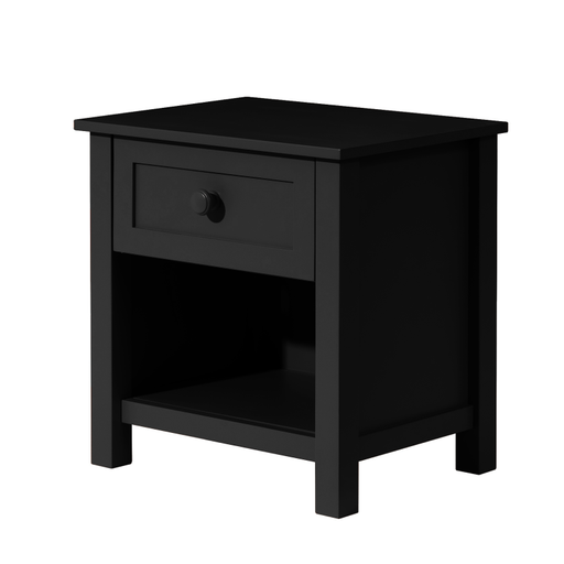 Jesse Single Drawer Bedside Table - Black Side View