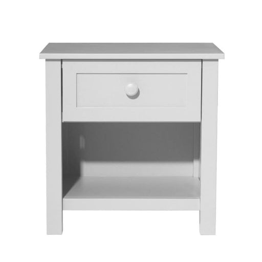 Jesse Single Drawer Bedside Table - White Front View