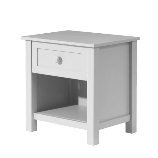 Jesse Single Drawer Bedside Table - White Side View