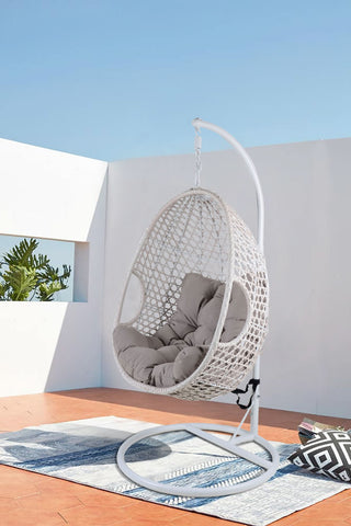 Jimmy Out Pod Chair in Pristine White in balcony