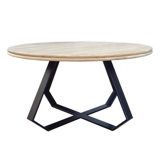Juniper Round Coffee Table - Natural/Black Close Up Look