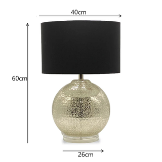 Dimensions diagram – Kensington Gold Globe Lamp 60 cm high × 40 cm wide with 26 cm base for balanced modern lighting.