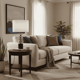 Kent marble Lamp & Shade In Living Room
