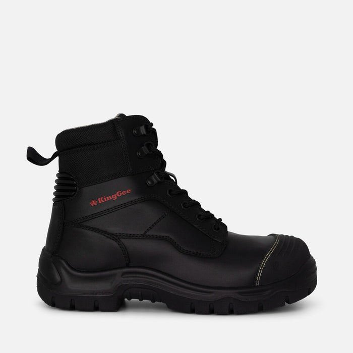 King Gee Phoenix Zip Lace Composite Safety Work Boots Black outter Side