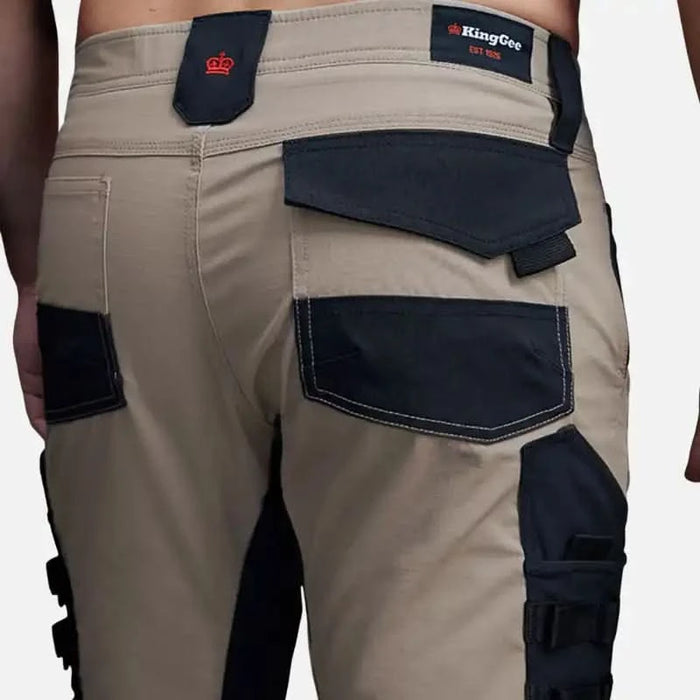 King Gee Quantum Lightweight Stretch Ripstop Pants with Knee Pockets Khaki Color