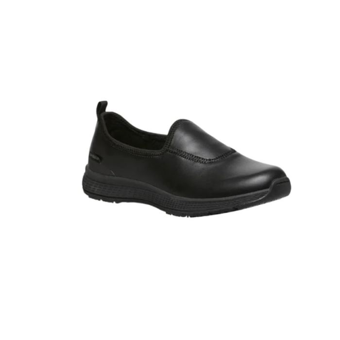 King Gee Superlite Slip On Black Leather Safety Shoes Black Outer Look