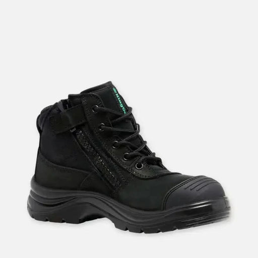 King Gee Tradie Women's Zip/Lace Steel Cap Work Boots Black outer Look