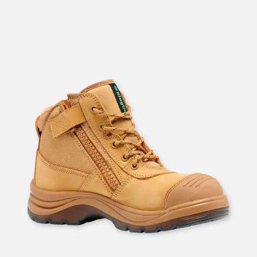 King Gee Tradie Women's Zip/Lace Steel Cap Work Boots Wheat Closer Look