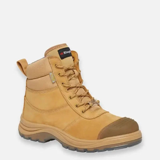 King Gee Tradie Zip/Lace Composite Safety Work Boots 6 Wheat Outer Look