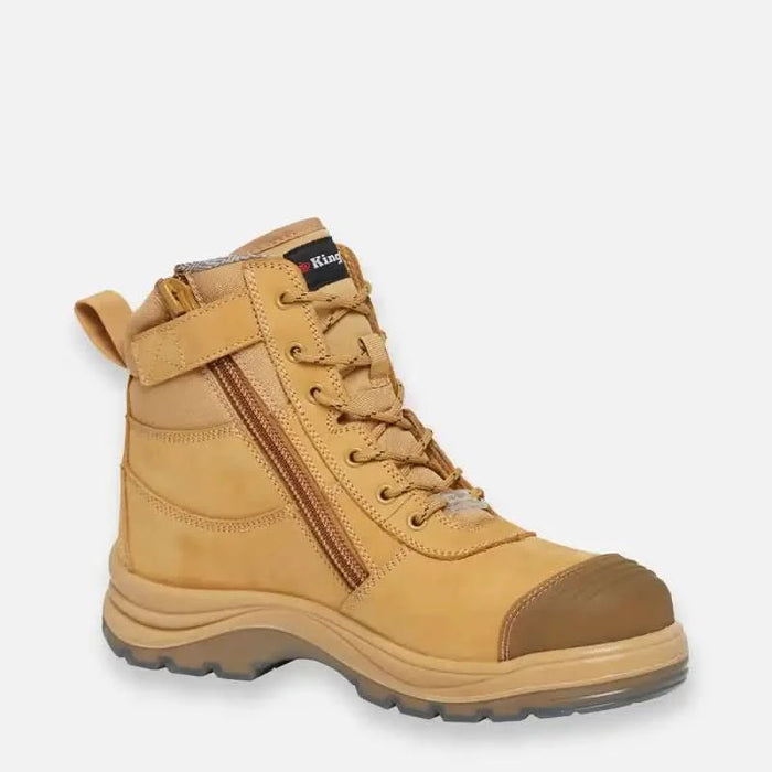 King Gee Tradie Zip/Lace Composite Safety Work Boots 6 Wheat Inner View