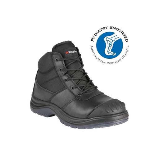 King Gee Tradie Zip/Lace Steel Cap Safety Work Boots 5" Black Outer Side