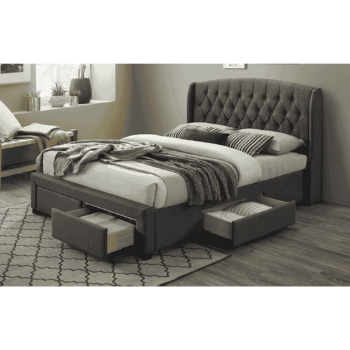 Lifestyle bedroom setting Kingston storage bed in dark grey bedroom setting