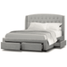 Kingston upholstered storage bed with drawers open fabric stone color