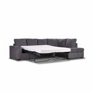 Kristie Dark Grey 3 Seater with Chaise Lounge With Open Sofa Bed Combo Side Profile