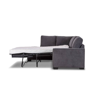 Kristie Dark Grey Elegance Left Hand Chaise Sofa Bed With open Mattress side profile