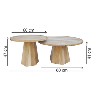 Lane Coffee Table Set Of 2 - Natural Dimensions