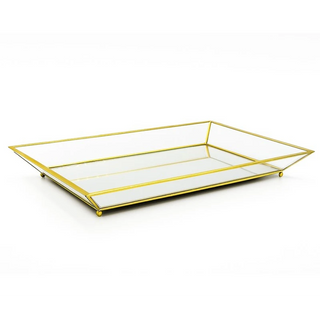 Large Brass Bevelled Glass Tray