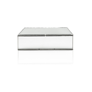 Large Silver String Rope Style Mirror Jewellery Box